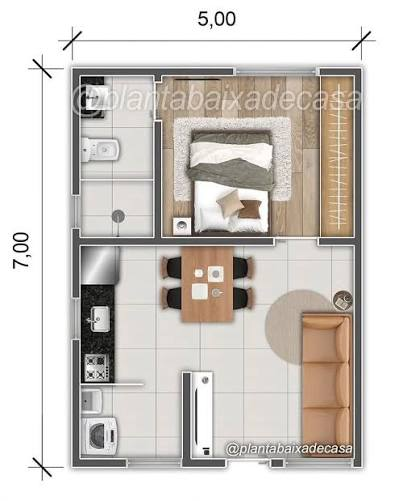 Planta baixa de kitnet 5x7 metros